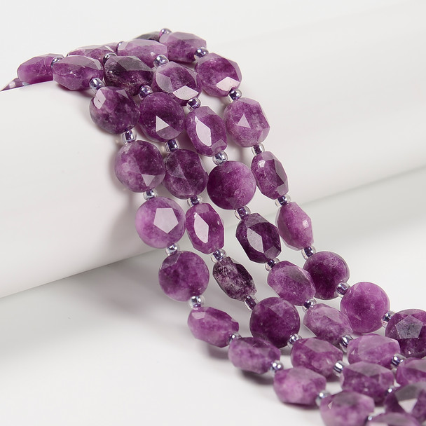 Jade, Nephrite, Dyed, Faceted, Hexagon Coin, One 10mm Strand