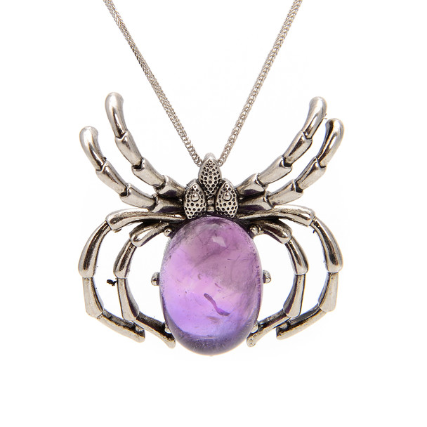 Amethyst, Natural, Spider, One Pendant, 35mm