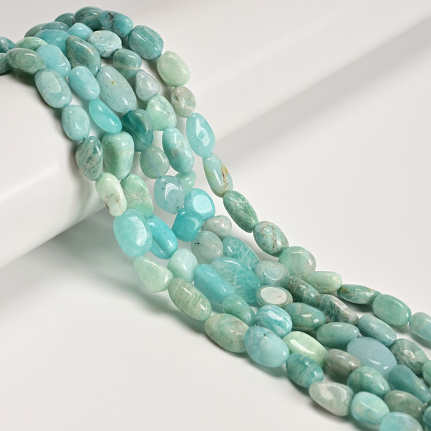 Amazonite, Natural, Smooth, Nuggets, Varied Sizes, One 8-10mm Strand