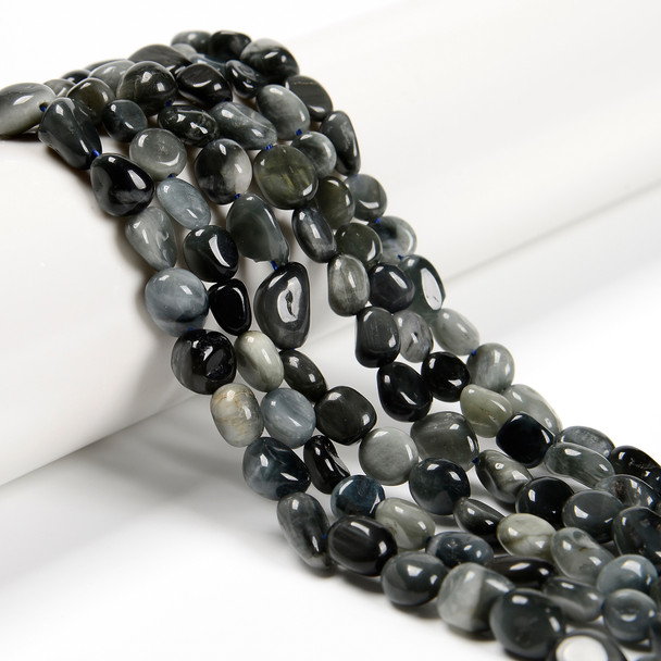 Eagle's Eye, Natural, Smooth, Nuggets, Varied Sizes, One 8-10mm Strand