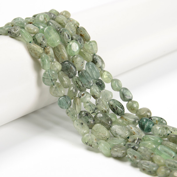 Kyanite, Green, Natural, Smooth, Nuggets, Varied Sizes, One 8-10mm Strand