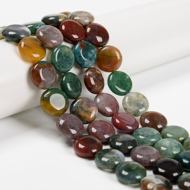 India Agate, Natural, Smooth Coin, One 15mm Strand