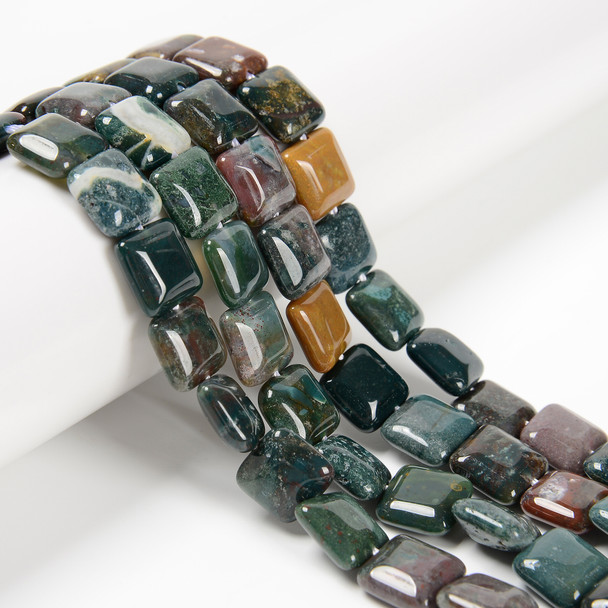 India Agate, Natural, Smooth Square, One 12mm Strand