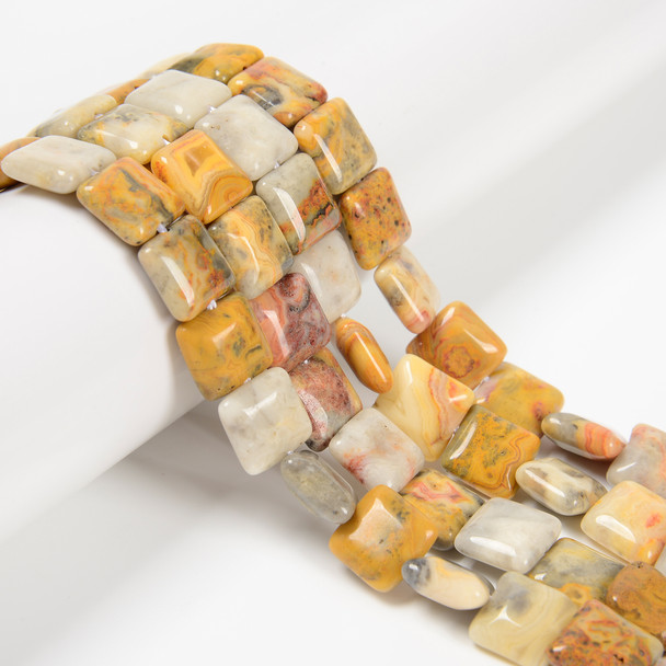 Crazy Lace Agate, Natural, Smooth Square, One 12mm Strand