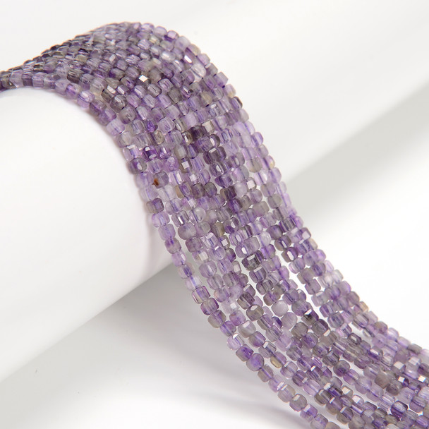 Amethyst, Natural, Faceted Mini Cube, One 2.5mm Strand