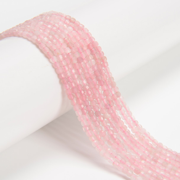 Tourmaline, Pink, Natural, Faceted Mini Cube, One 2.5mm Strand