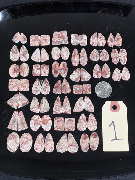 Jasper, Birds Eye Rhyolite, Matched Pairs, Cabochons