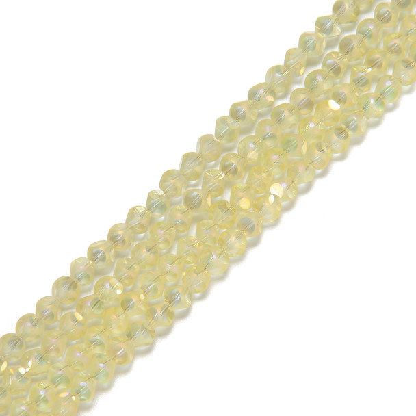 Lemon A/B, Smooth Round, Window Cut Glass, One 4mm Strand