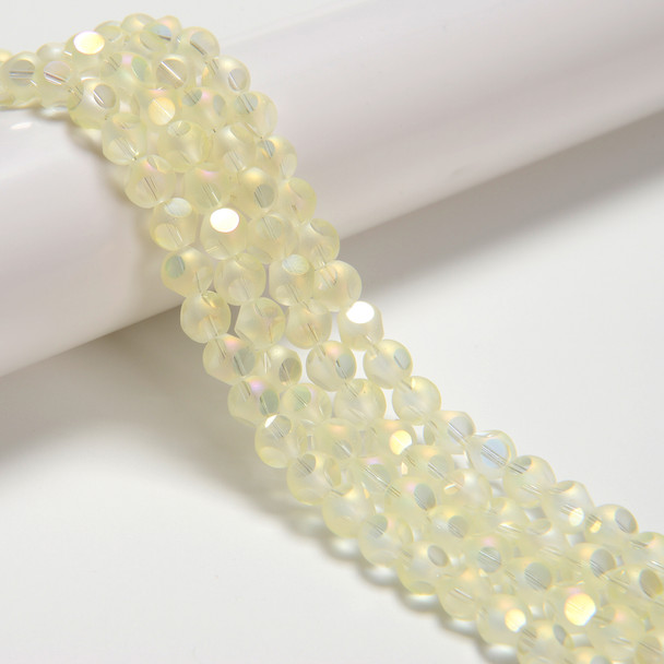 Lemon A/B, Smooth Round, Window Cut Glass, One 6mm Strand