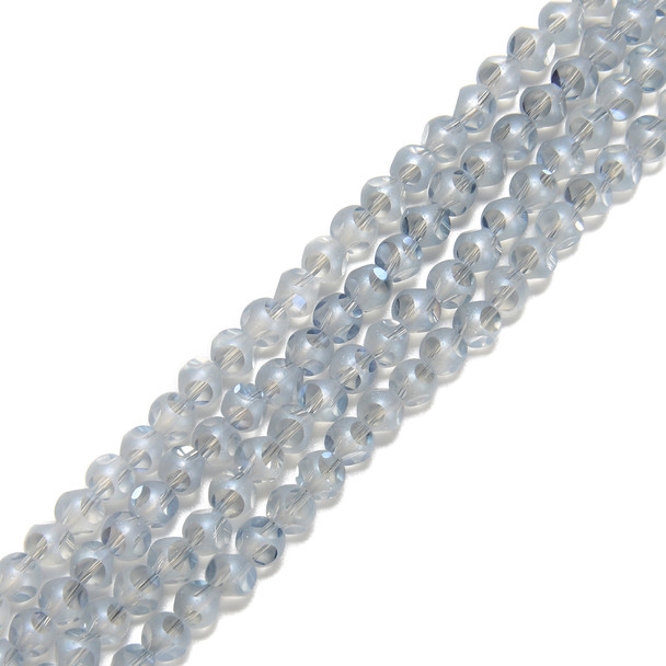 Landguid Blue, Smooth Round, Window Cut Glass, One 4mm Strand