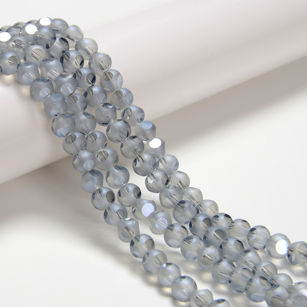 Landguid Blue, Smooth Round, Window Cut Glass, One 6mm Strand