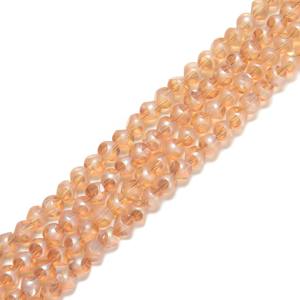 Light Apricot, Smooth Round, Window Cut Glass, One 4mm Strand