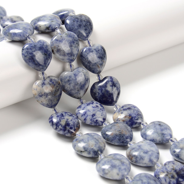 Blue Spot, Jasper, Dyed, Puffy Heart, One 20mm Strand