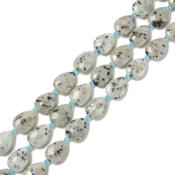 Kiwi, Jasper, Natural, Smooth, Teardrop , One 13x18mm Strand