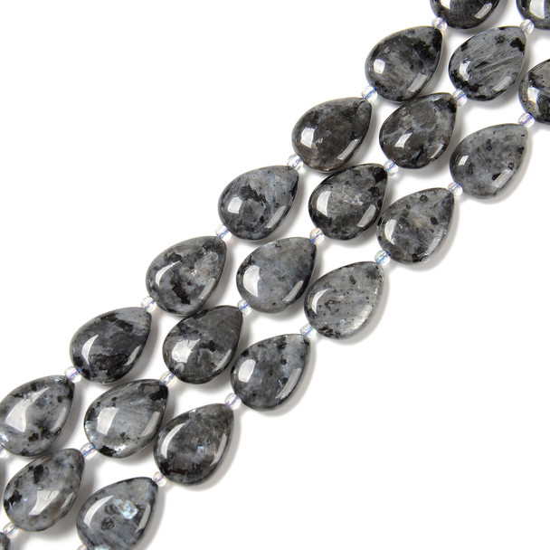 Larvikite, Natural, Smooth, Teardrop , One 13x18mm Strand