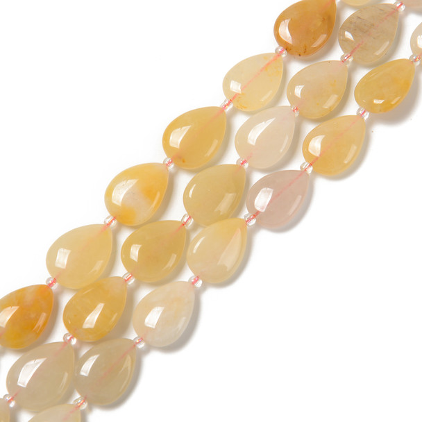 Aventurine, Yellow, Natural, Smooth, Teardrop , One 13x18mm Strand