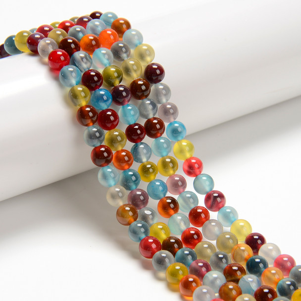 Agate, Candy, Multi Color, Natural, Smooth Round 6mm