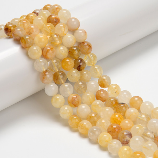 Hematoid, Yellow, Quartz, Natural, Smooth Round 6mm