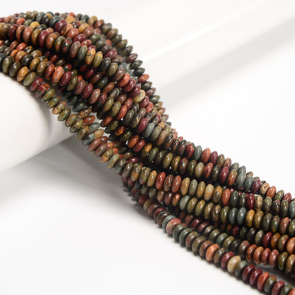 Red Creek Jasper, Natural, Heishi Bicone, One 3x6mm Strand