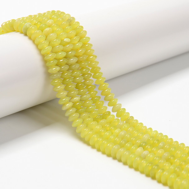 Jade, Nephrite, Lemon, Dyed, Heishi Bicone, One 3x6mm Strand