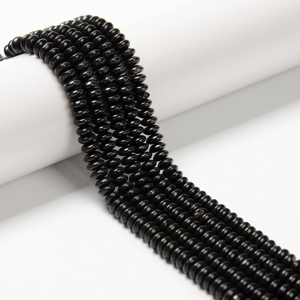 Stone, Black, Dyed, Heishi Bicone, One 3x6mm Strand