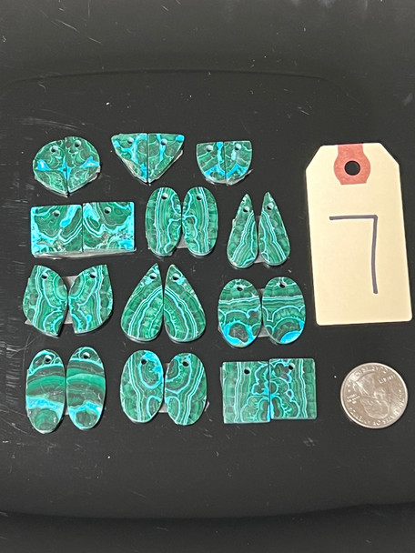 Chrysocolla & Malachite, Matched Pairs, Pendants
