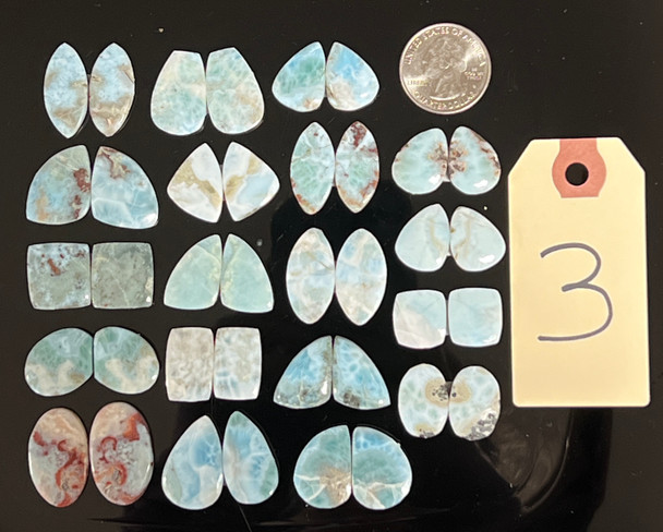 Larimar, Matched Pairs, Cabochons
