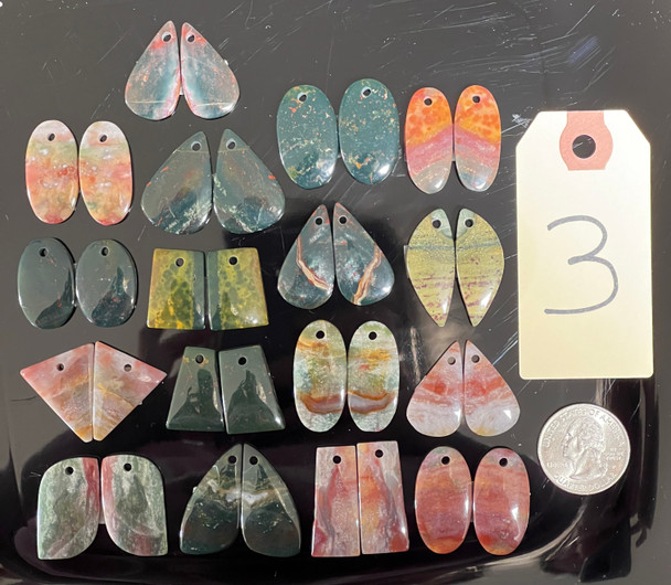 India Agate, Matched Pairs, Pendants