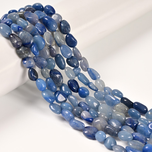 Aventurine, Blue, Natural, Smooth, Nuggets, Varied Sizes, One 8-10mm Strand