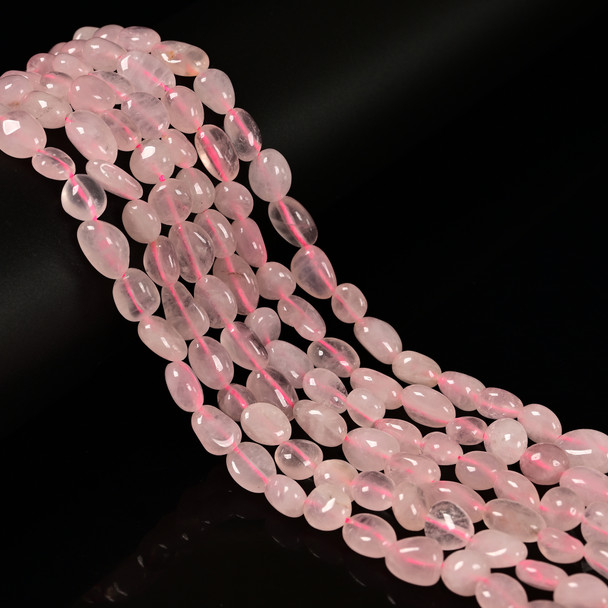 Rose Quartz, Enhanced, Smooth, Nuggets, Varied Sizes, One 8-10mm Strand