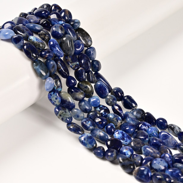 Sodalite, Natural, Smooth, Nuggets, Varied Sizes, One 8-10mm Strand