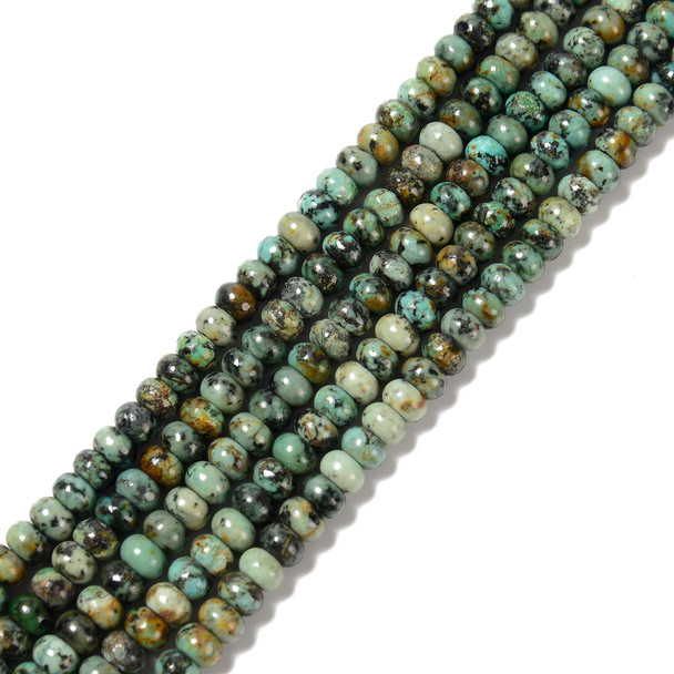 African Turquoise, Jasper, Dyed, Smooth Rondelle, One 8x5mm Strand