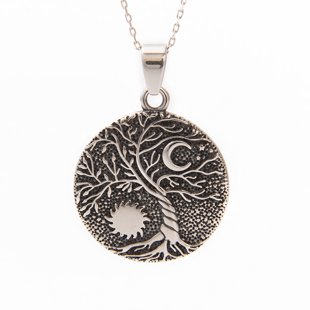 Celestial Tree Pendant, Stainless Steel, 30mm