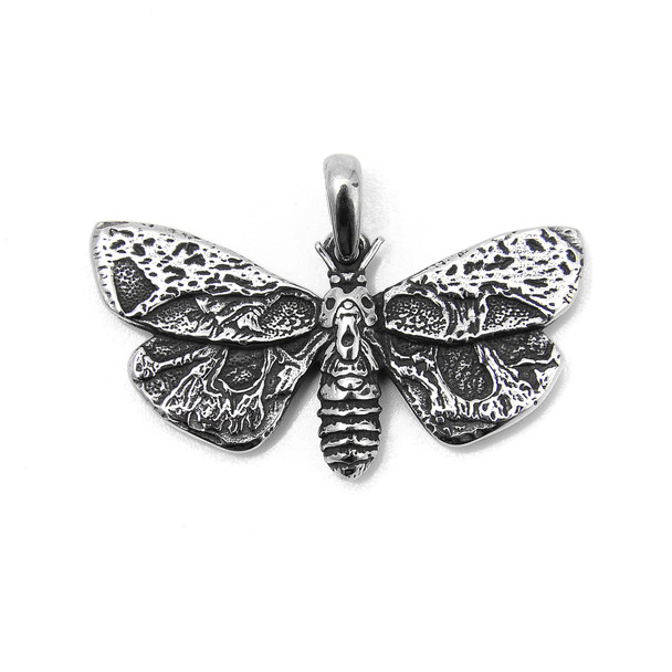 Moth Pendant, Stainless Steel, 29x48mm