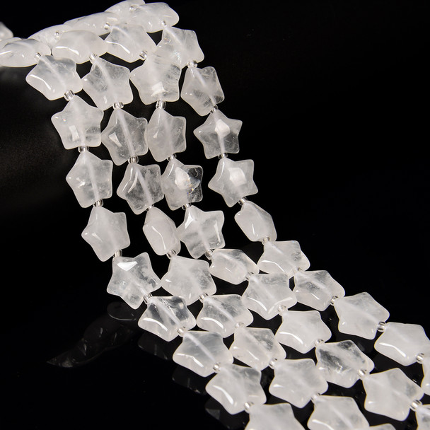 Crystal Quartz, Clear, Natural, Smooth, Stars, One 15mm Strand