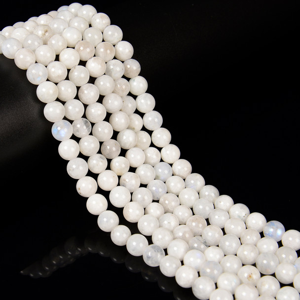 Moonstone, Natural, Smooth Round, 8mm with 2mm Hole, One Strand.