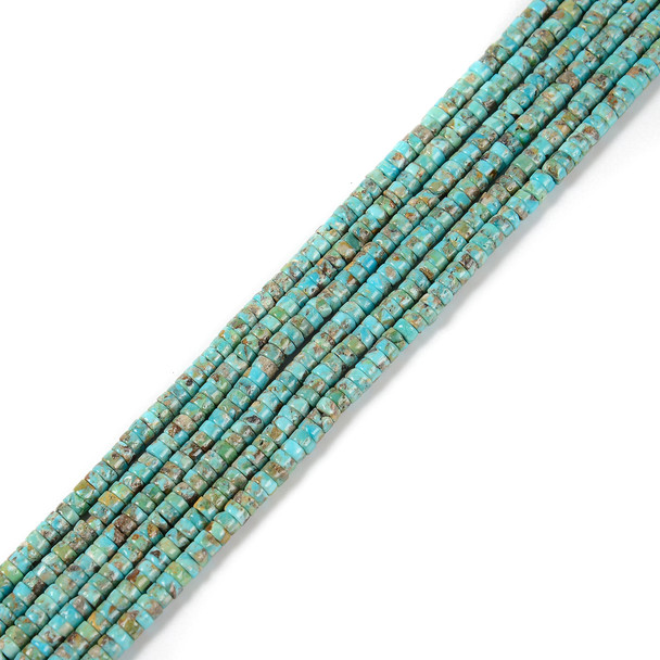Turquoise, Chinese, Stabilized, Heishi, One 2x3mm Strand