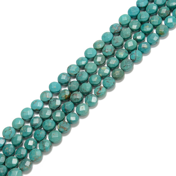 Turquoise, Chinese, Stabilized, Faceted Coin, One 6mm Strand