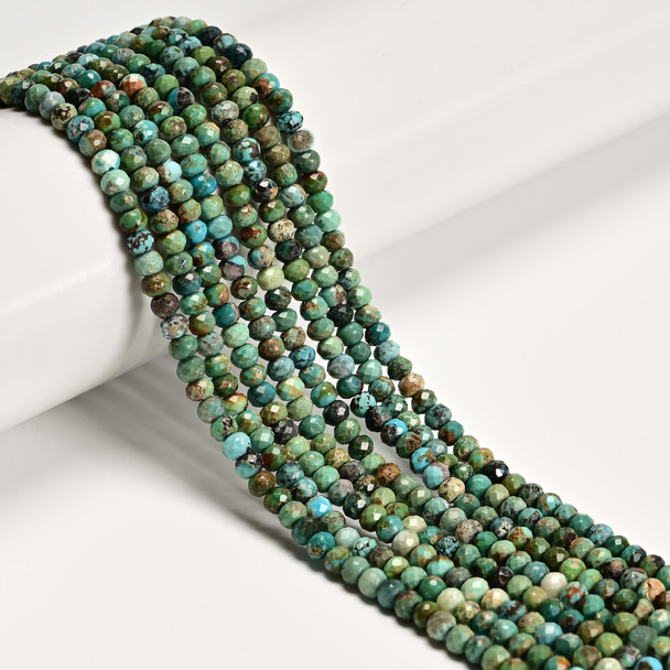 Turquoise, Chinese, Stabilized, Faceted Rondelle, One 4x3mm Strand