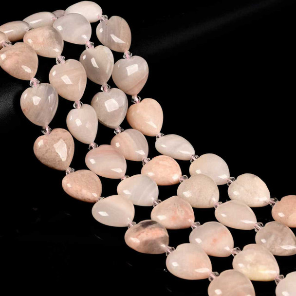 Aventurine, Pink, Natural, Puffy Heart, One 20mm Strand