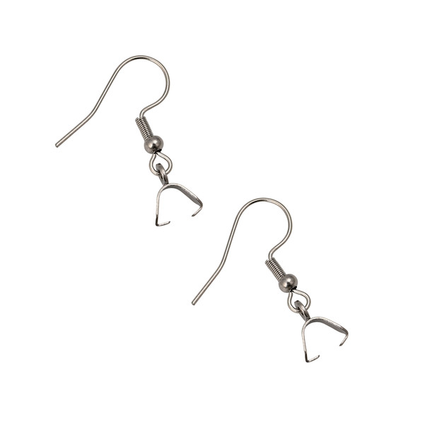 Ear Wires, Pinch Style, 20mm, 24 gauge, Stainless Steel, 10 PCS