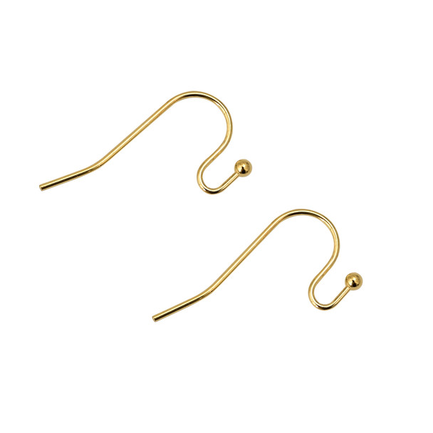 Ear Wires, 22mm, 22 gauge, Gold Plated over Copper, 100 PCS