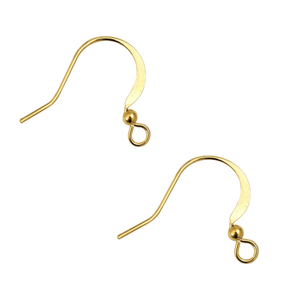 Ear Wires, 18mm, 24 gauge, Gold Plated over Copper, 100 PCS