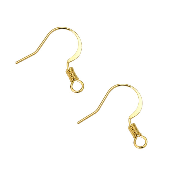 Ear Wires, 16mm, 24 gauge, Gold Plated over Copper, 100 PCS