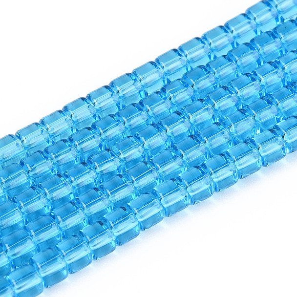 Glass Column, Transparent Aqua, One 4mm Strand, 14~15 inches