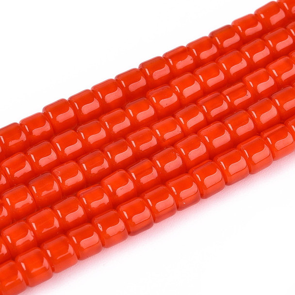 Glass Column, Opaque Electric Orange, One 4mm Strand, 14~15 inches