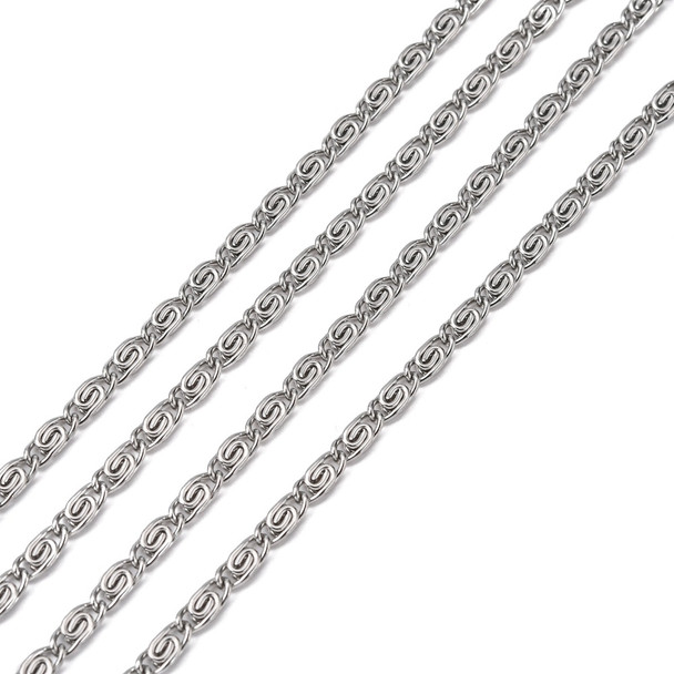 Stainless Steel Chain, 8x4mm, Lumachina, 9.5 ft.