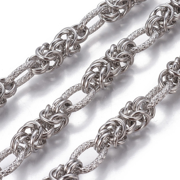 Stainless Steel Chain, 13x8mm, Byzantine, 3.3 ft