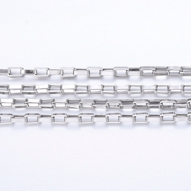 Stainless Steel Chain, 3.5x2mm, Box Link, 16 ft.