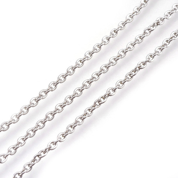 Stainless Steel Chain, 3x2mm, Flat Oval, 16 ft.